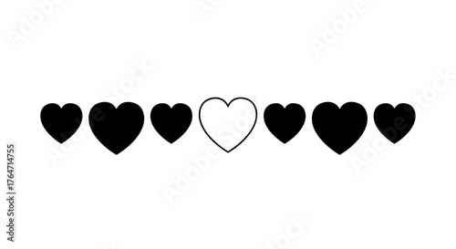 Outlined Heart Surrounded by Solid Hearts - Love and Affection Symbol