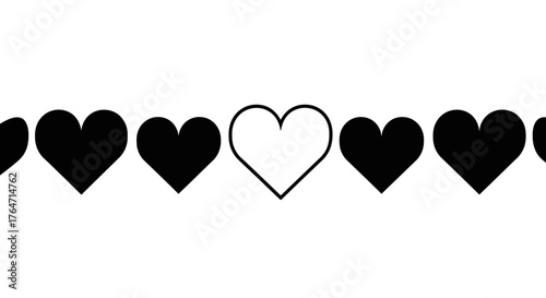 Heartfelt Connection A Line of Hearts with One Outlined for Love