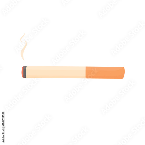 A burning cigarette on a white background. Bad habit. Smoking symbol.