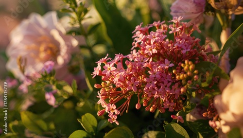 Fototapeta Naklejka Na Ścianę i Meble -  Macro shot of tiny pink blossoms