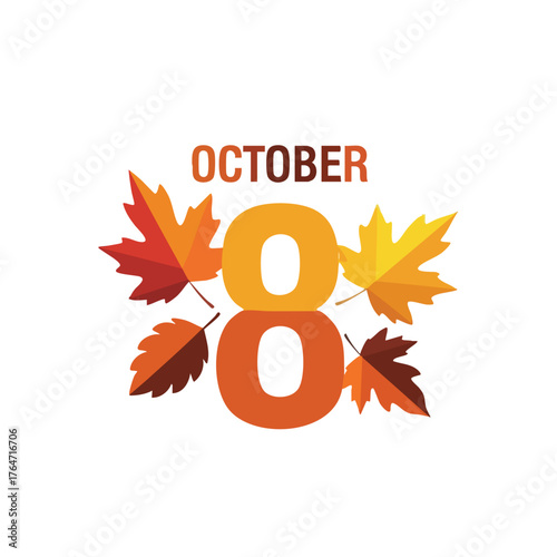 Celebrating October 8th: A festive autumnal design featuring vibrant leaves and the eighth of october date