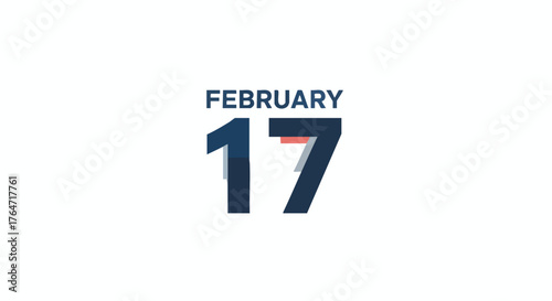 Stylized graphic featuring the date February 17th on a clean white backdrop conveying simplicity and modern design, potentially for a calendar