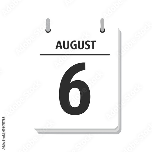 Minimalist August 6th Calendar Page Illustration for Reminders and Schedules