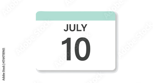 July 10th calendar date illustration, schedule and reminder concept, important agenda for business or personal use, simple