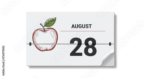 August 28th Apple Harvest Date Notifier Artistic Calendar Page Reminder Style Visual