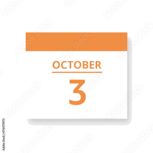 October 3rd calendar icon design, reminder element for marking special date and events
