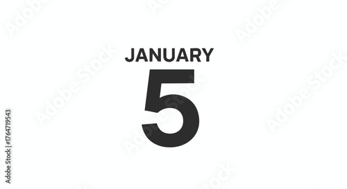 A Minimalist Visual Depiction of January 5th Date in Bold Black Typography on a Clean White Background