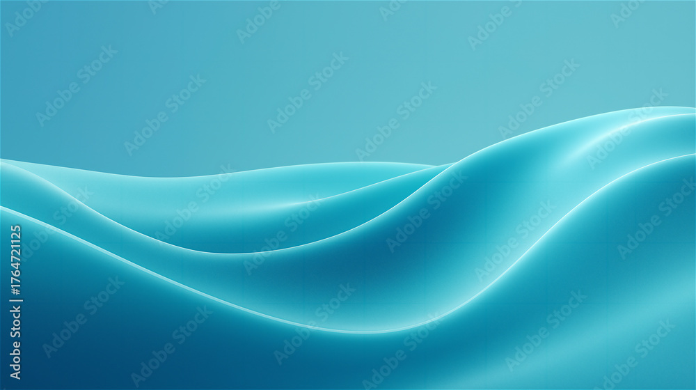 Fototapeta premium Smooth blue wave shapes in abstract background, symbolizing calm, flow, and modern minimal design concept.
