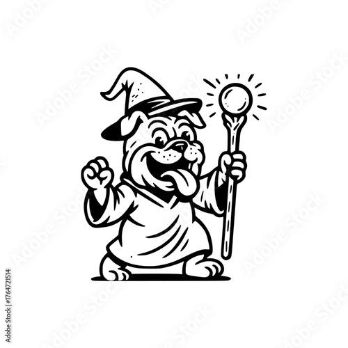 Wizard Dog Cartoon Illustration of a Magical Bulldog