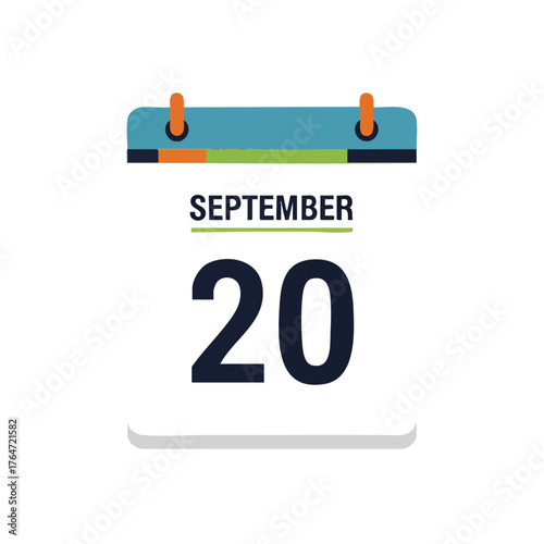 September 20th calendar icon signifying a specific date or important event in a clean design