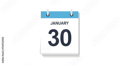 January 30th calendar illustration depicting a single day for schedule planning or reminders, important dates or specific events noted visually