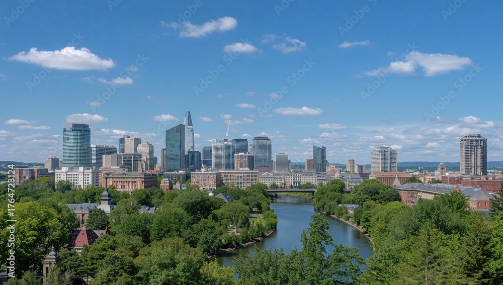 Fototapeta premium A vibrant urban skyline with modern architecture