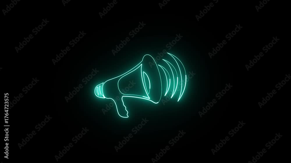 Neon Megaphone Icon Announcement Sound Wave Communication Alert Symbol ...