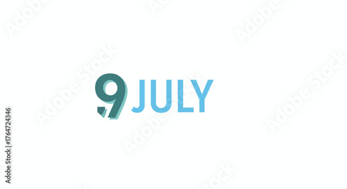 Stylized graphic showcasing the date July 9th with pastel hues and a clean aesthetic perfect for digital calendars