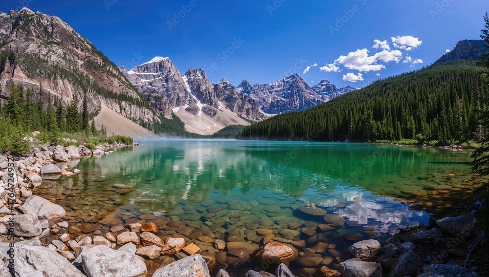 Fototapeta premium Lake with Emerald Waters in a Northern Landscape