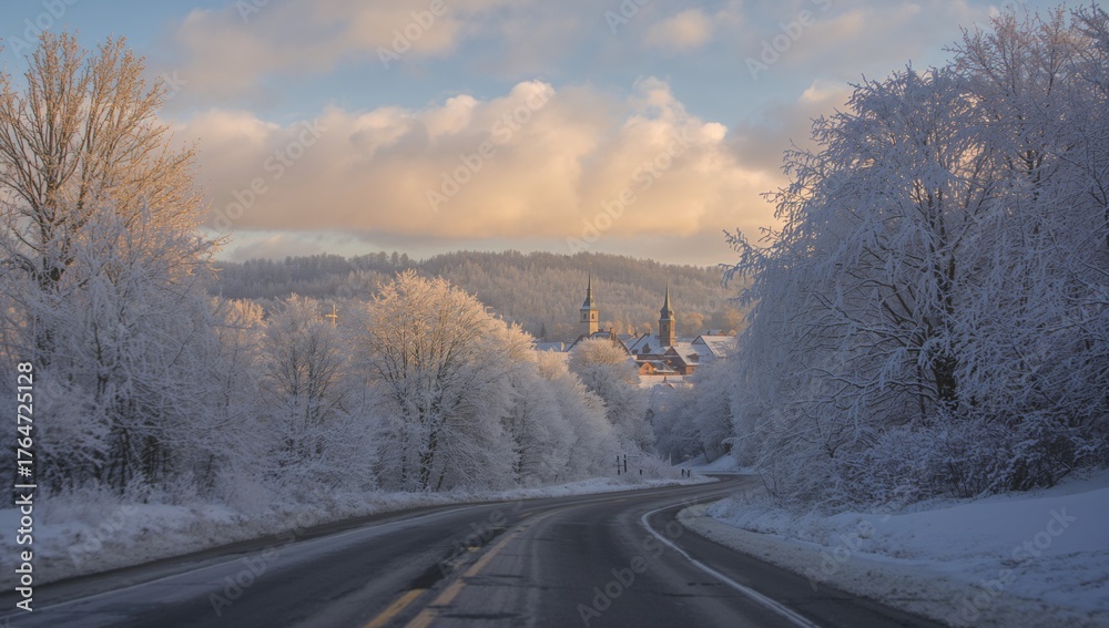 Obraz premium Journey through a stunning winter scenery in the snowy mountains
