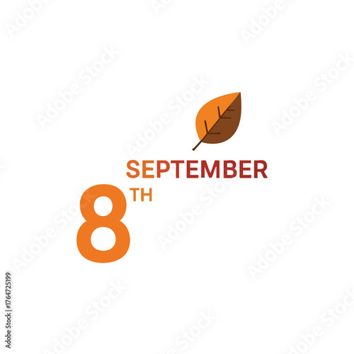 Minimalist September 8th autumnal illustration with leaf accent, representing the season's changing elements