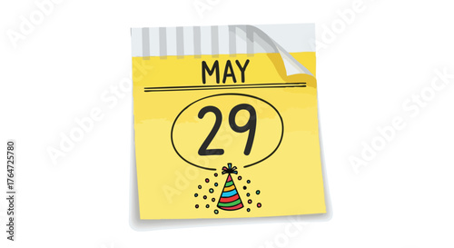 May 29th calendar page depicting a celebration marker for event reminders or planning, event, or anniversaries
