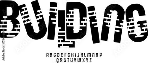 Building Construction Font – Brick Wall Industrial Display Typeface