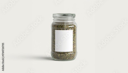Fototapeta Naklejka Na Ścianę i Meble -  Transparent spice jar without lid for herb label design