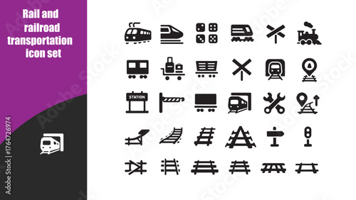 Rail, railroad transportation icon 