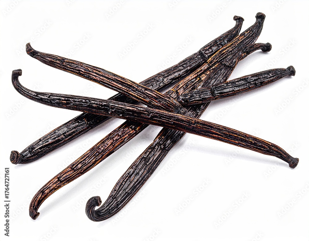 Obraz premium Dried Vanilla Beans on White Background