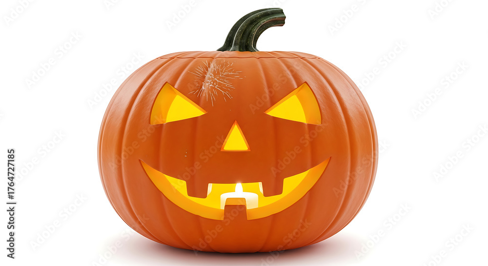 Fototapeta premium Full Body Halloween Pumpkin Isolated on White Background with Clipping Path for Stock or Design Use
