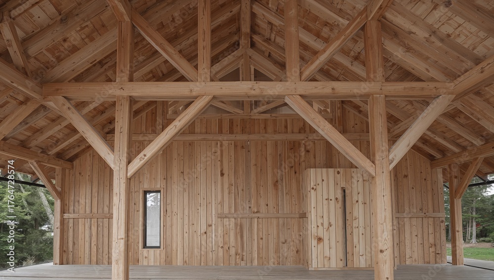 Fototapeta premium Pine House Built with Timber Frame Structure