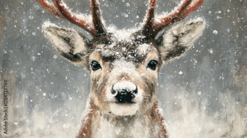 Rudolph Painting Reindeer, Christmas Wall Art