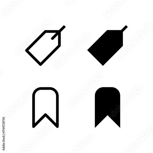 Tag and Bookmark Line and Solid Icon Set for Modern App and UI Design