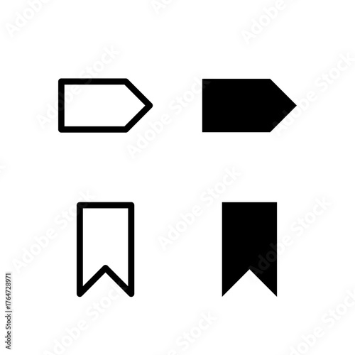 Tag and Bookmark Line and Solid Icon Set for Modern App and UI Design