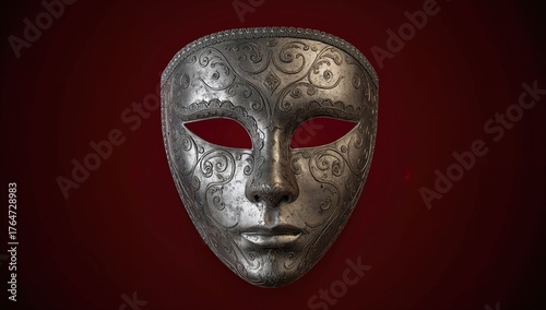 Single silver Venetian-style theatre mask