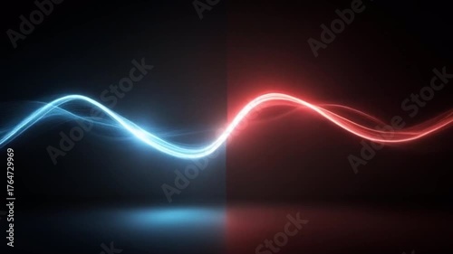 Abstract Glowing Wave – Symmetrical Blue and Red Split with Futuristic Energy Flow