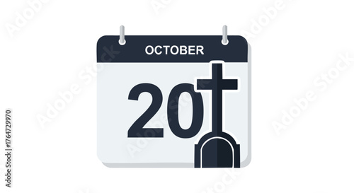 Calendar icon representing October 20th, possibly depicting a memorial or remembrance day event or celebration event