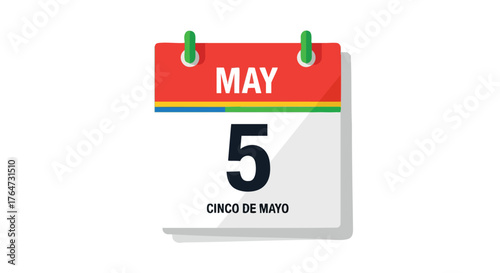 Colorful May 5th Calendar Icon for Cinco de Mayo Celebration and Festive Events Reminder