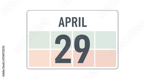 Elegant April 29th calendar design portraying a significant date reminder with gentle pastel hues and a modern minimalist appearance