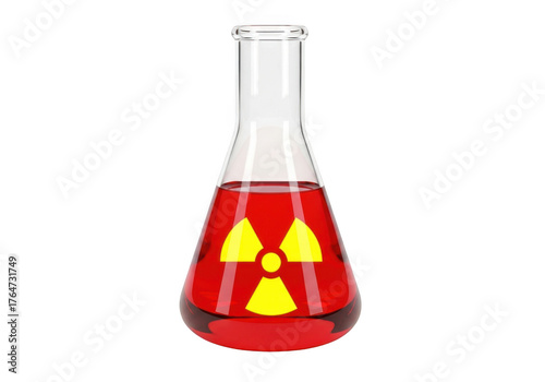 Radioactive liquid in flask isolated on transparent background