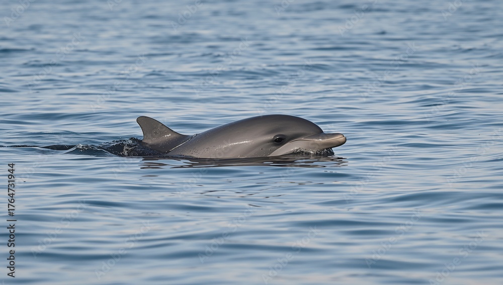Obraz premium Dolphin breaking through the water's surface
