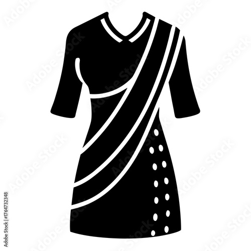 Glyph icon of traditional clothing representing women's saree attire