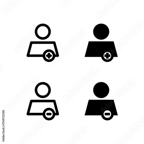 User Add and Remove Line and Solid Icon Set for Modern App and UI Design