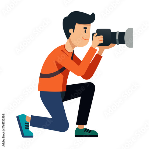 Male photographer flat vector illustration White Background