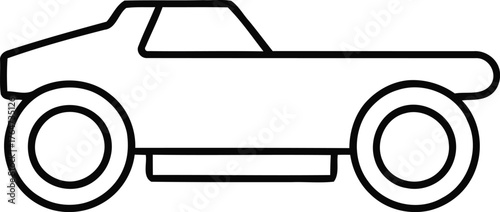 Minimalist line art pickup truck side view icon for automotive and transport