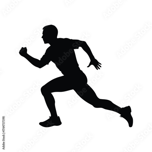 Silhouette of a running man showing determination and highspeed movement, person running silhouette vector illustration
