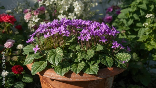 Vibrant Purple Oxalis Thriving in an Outdoor Pot