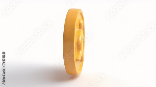 Animated 3D Gold Coin Spinning on White Background.