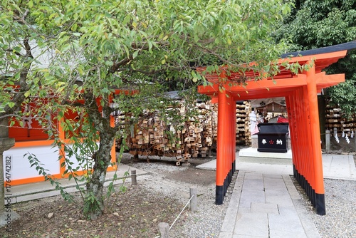 A Japanese shrine : the scene of a subordinate one in the precincts of Kitano-tenmangu Shrine in Kyoto City