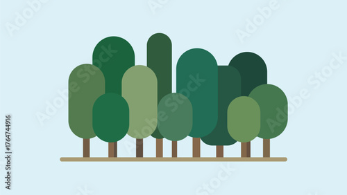Simple Flat Design Forest Landscape