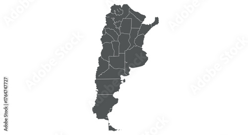 Minimalist gray silhouette map of argentina with provincial borders