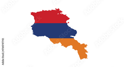 Armenia flag map: bold colors in country shape
