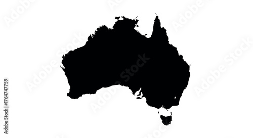 Australia map silhouette on white background: simple and bold design